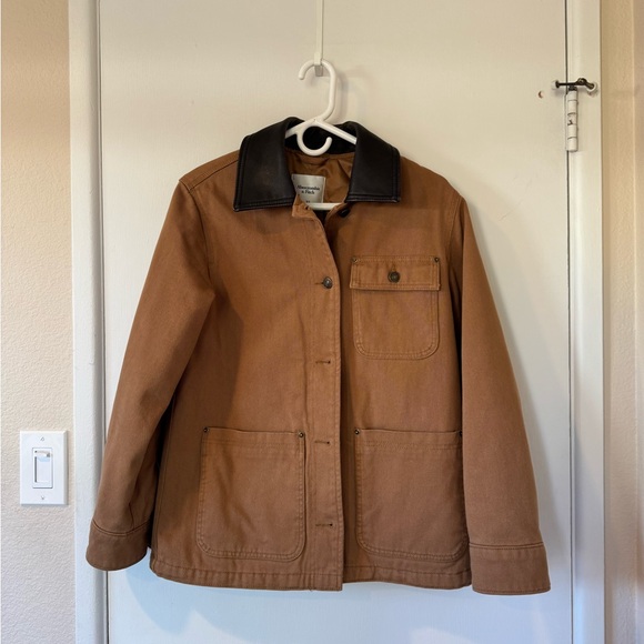 Abercrombie & Fitch Workwear Jacket XS Twill Utility Button Front Tan - Picture 6 of 12